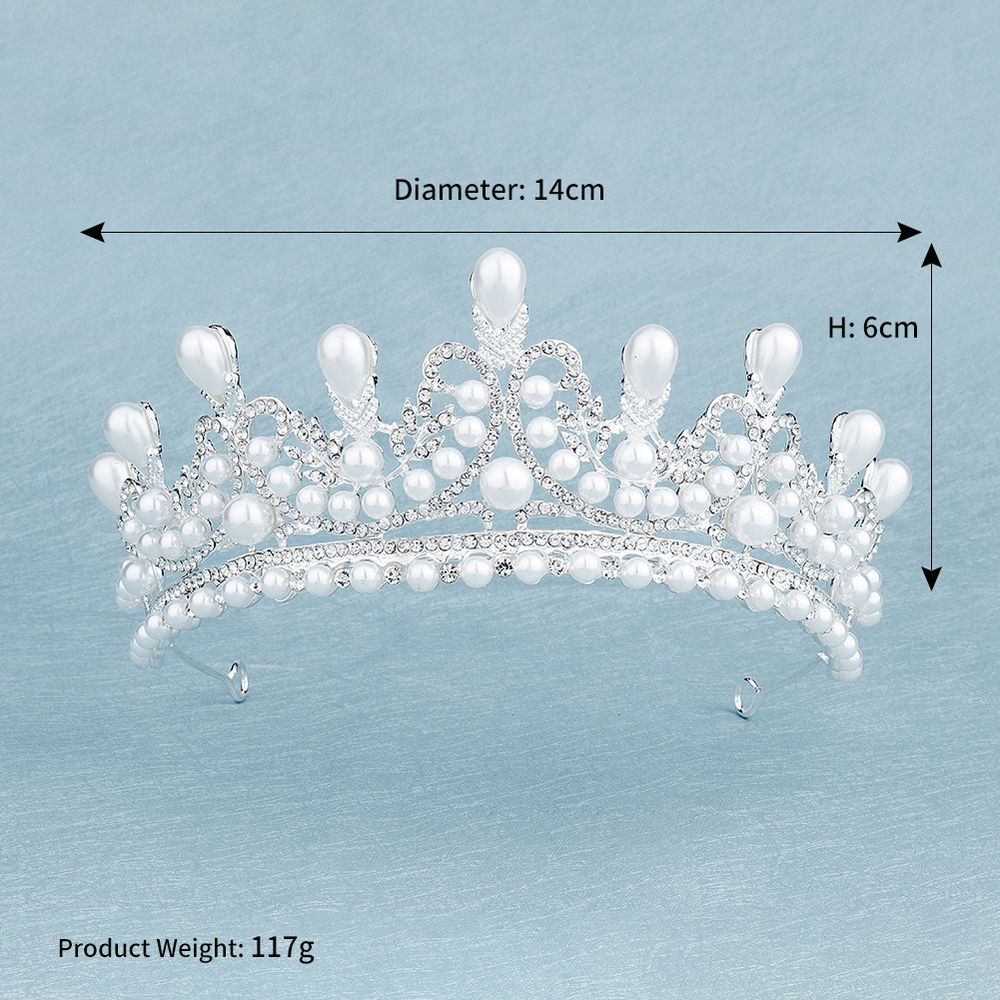 DP HG-1106 Alloy rhinestone pearl baroque crown