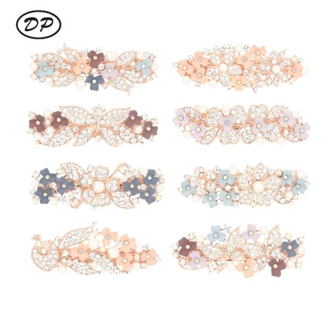 DP B-5013 aleación de diamantes de imitación perla mariposa pavo real flor pinza para el cabello