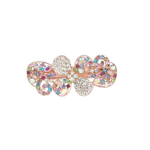 Wholesale hot sale colorful flowers butterfly peacock hairpin lady's new design elegant flower animal rhinestone metal spring hair clips