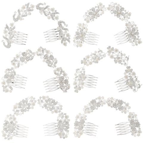 DP A-113 Strass-Perlenblumen-Gabelkammkette aus Legierung