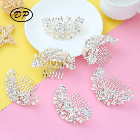 DP A-57 elegante aleación de diamantes de imitación perla mariposa flor horquilla