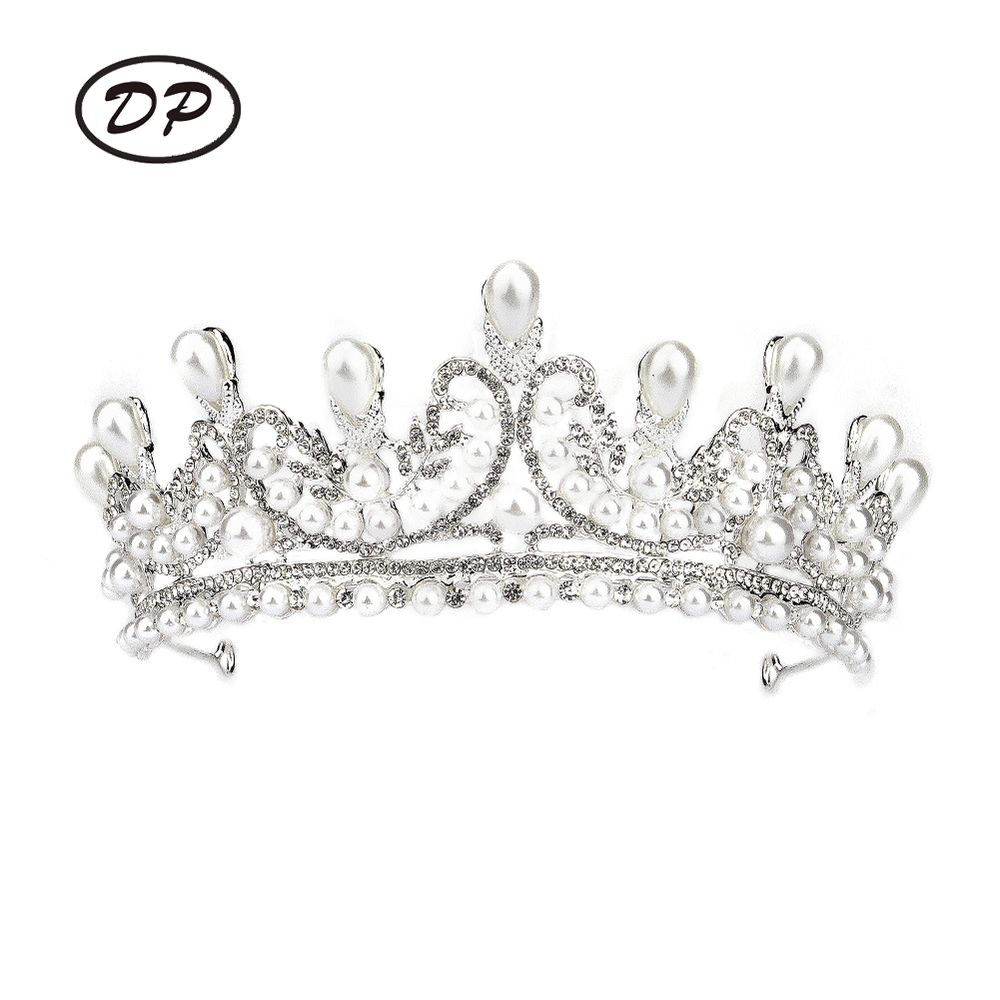 DP HG-1106 Alloy rhinestone pearl baroque crown
