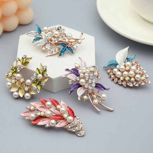 DP Y-29  Alloy rhinestone pearl Bouquet brooch