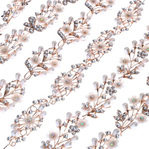 DP B-3974  Alloy rhinestone pearl butterfly flower Hair Chain