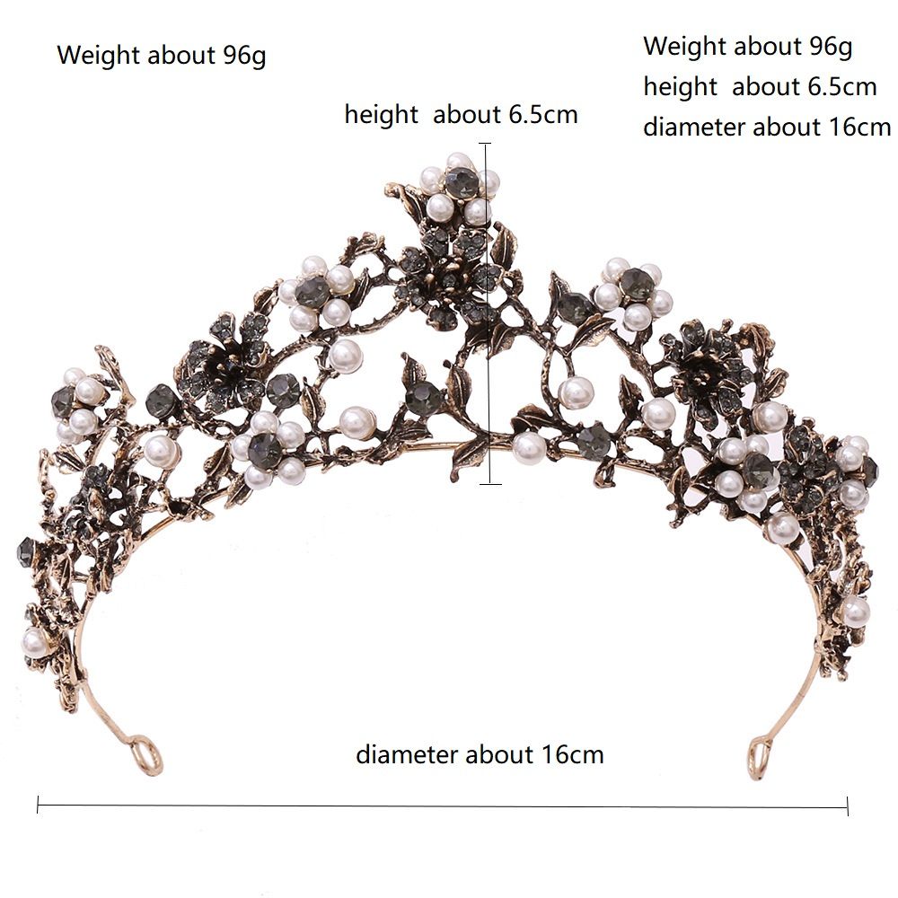 Corona barroca de perlas de diamantes de imitación de aleación DP HG-1078