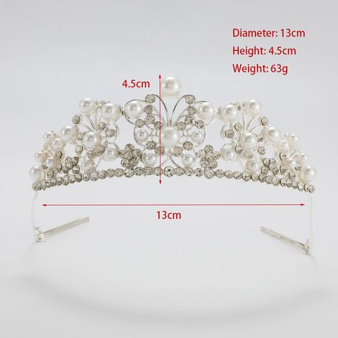 DP H-21-1 Corona di fiori di farfalla di perle di strass in lega