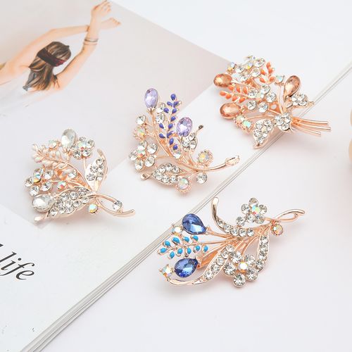 DP Y-38  Alloy rhinestone crystal Rice Ear flower brooch