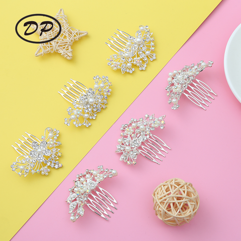 DP A-4 Fashion Alloy colorful rhinestone pearl flower hairpin