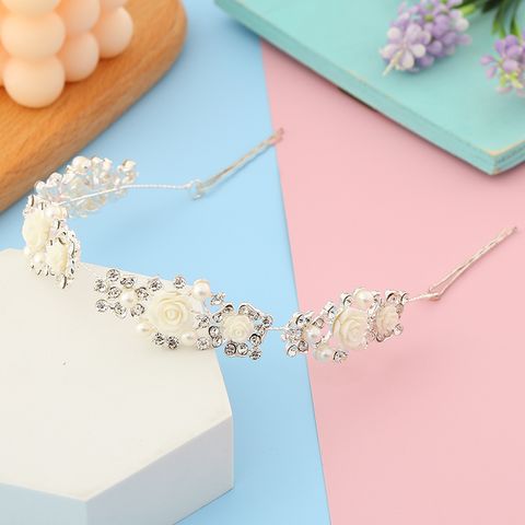 DP E-33  Fashion Alloy rhinestone  pearl  flower Hair Chain