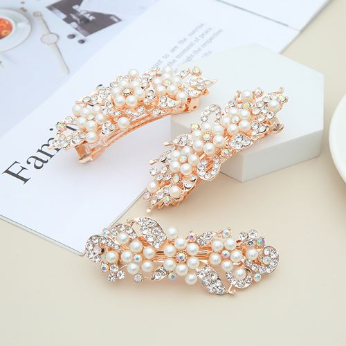 DP B-5028 Alloy strass pérola flor grampo de cabelo