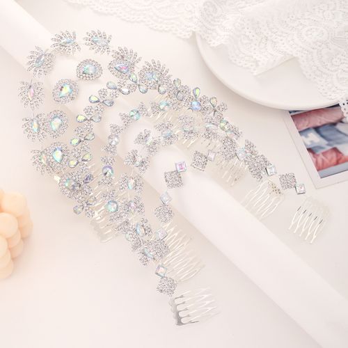 DP A-117  Alloy rhinestone crystal geometric modeling fork comb chain