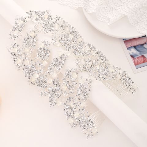 DP A-139  Alloy rhinestone flower fork comb chain