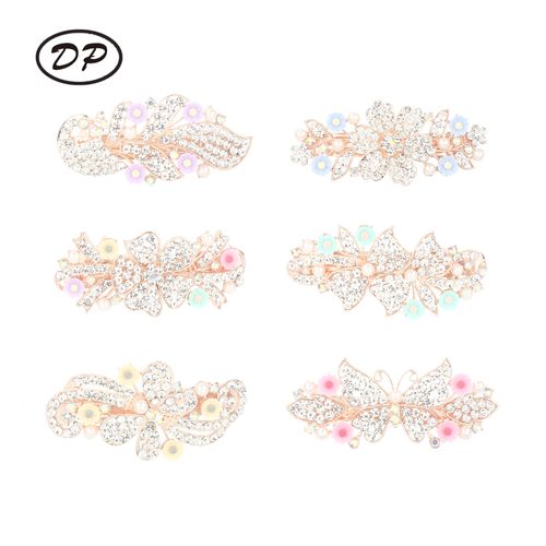 DP B-5108 Alloy strass pérola borboleta pavão flor grampo de cabelo