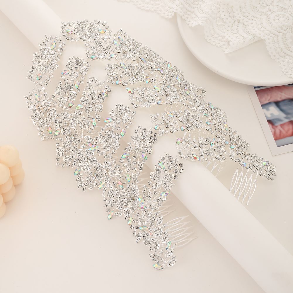 DP A-128  Alloy AB rhinestone butterfly flower fork comb chain
