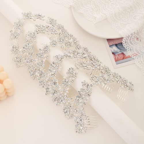 DP A-129  Alloy rhinestone flower fork comb chain