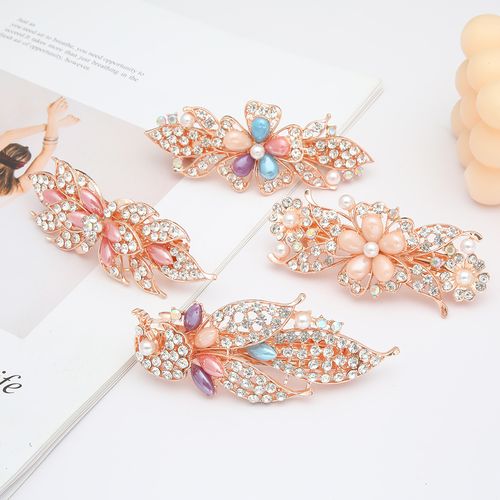 DP B-3985 Alloy strass pérola flor pavão grampo de cabelo