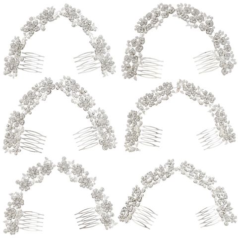Cadena de peine de horquilla de flor de diamantes de imitación de aleación DP A-129