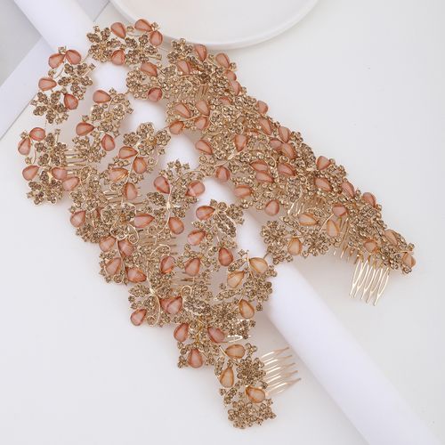 DP A-90  Alloy rhinestone flower fork comb chain