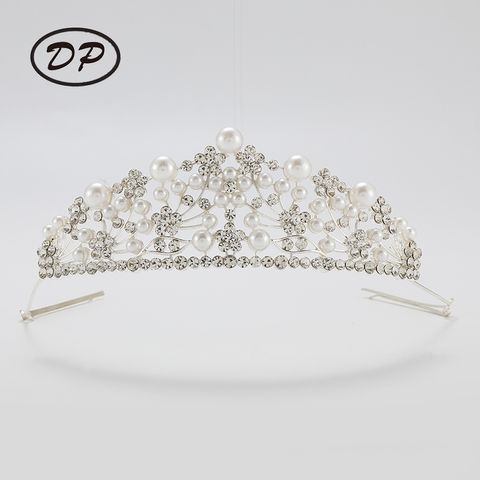 DP H-19 Alloy rhinestone pearl flower crown