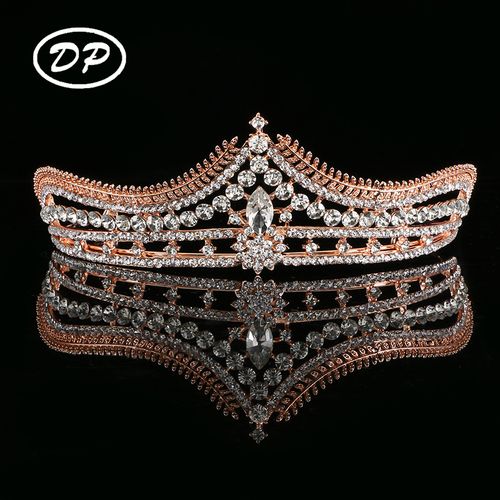 DP H-37 Alloy rhinestone crystal baroque crown