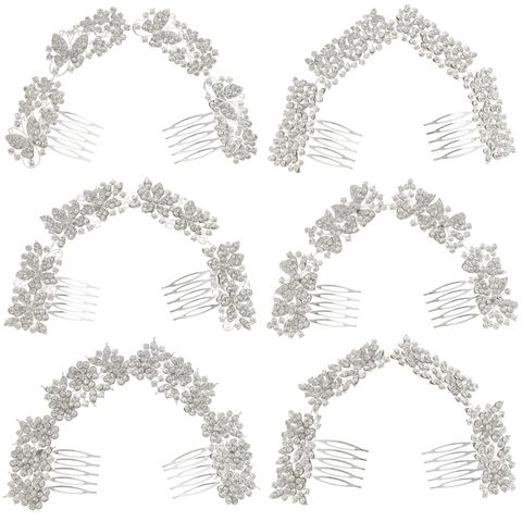DP A-121 Alloy rhinestone butterfly flower fork comb chain