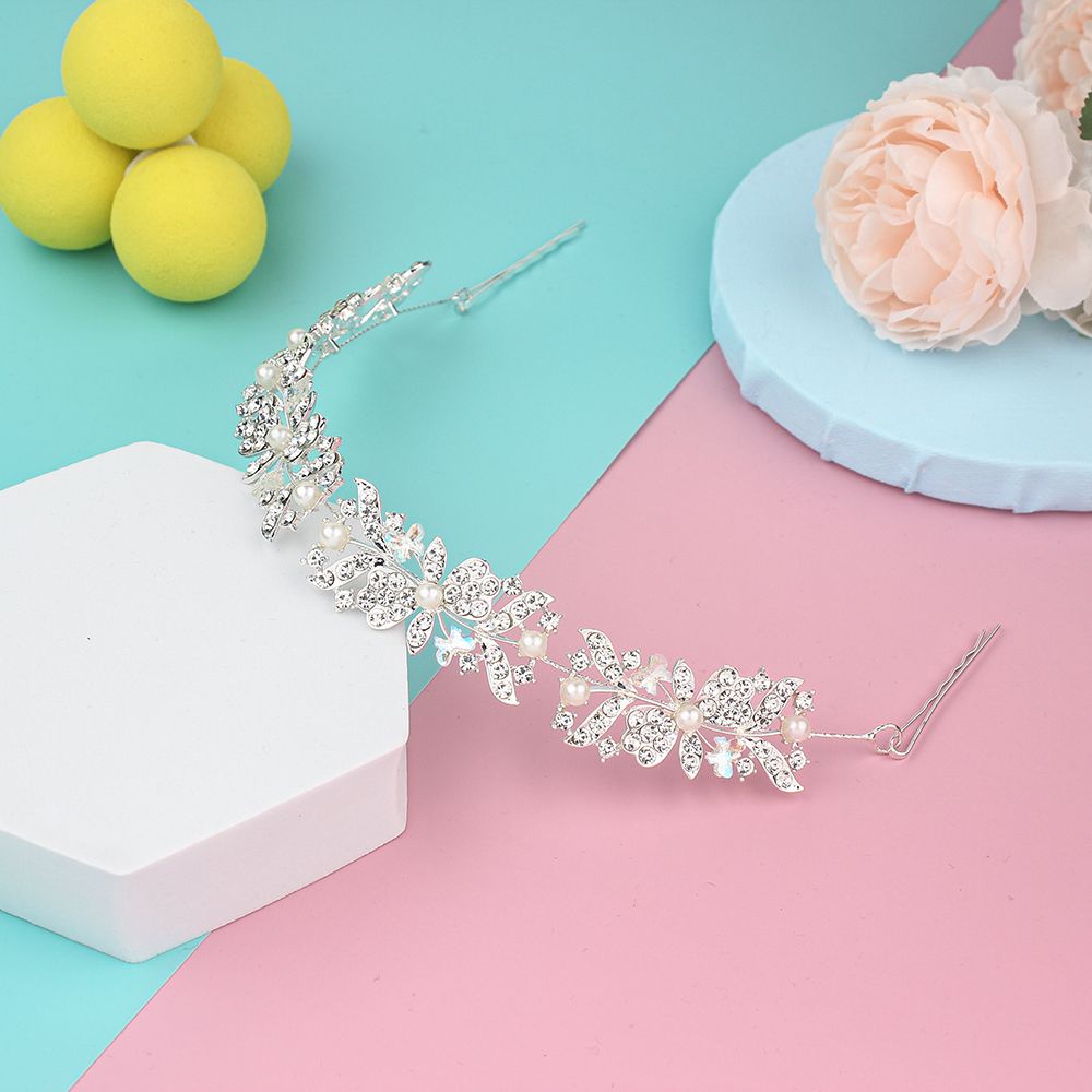 Cadena de pelo de flor de mariposa de perla de diamantes de imitación de aleación de lujo DP E-102