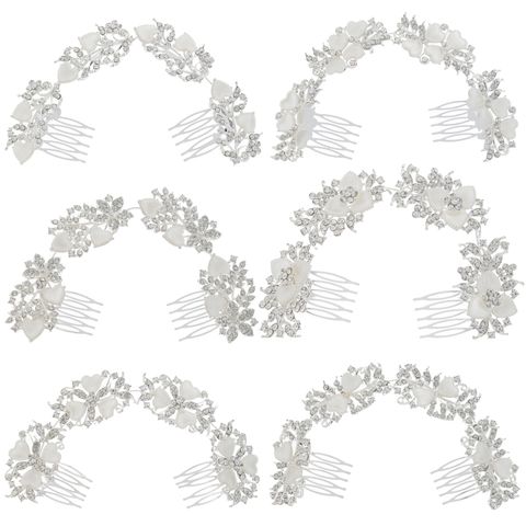 DP A-79 Alloy rhinestone pearl heart flower fork comb chain