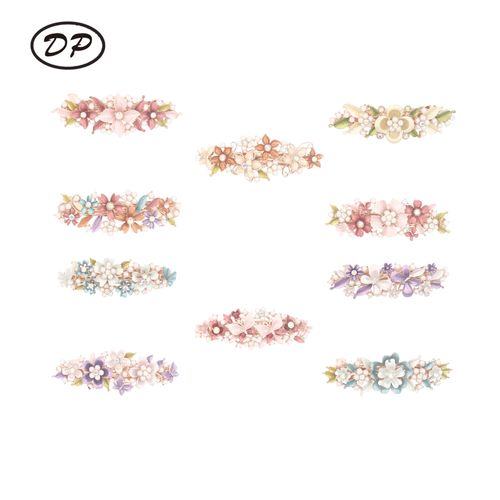 DP B-3981 Alloy AB grampo de cabelo flor pérola strass