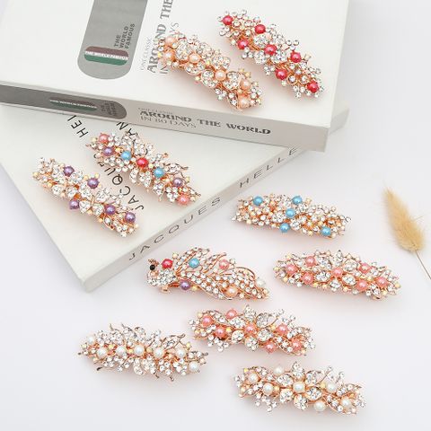 DP B-3983 Alloy strass pérola pavão flor grampo de cabelo