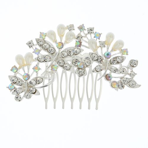 DP A-57  Elegant Alloy rhinestone pearl butterfly flower hairpin