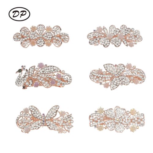 DP B-5109 Alloy colorful rhinestone flower butterfly clover peacock style Hair Pin Clips