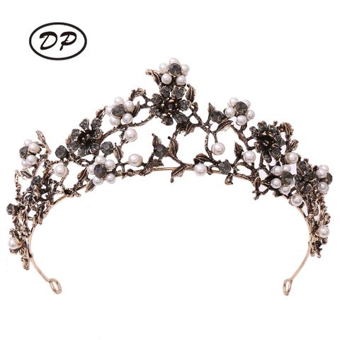 DP HG-1078 Alloy rhinestone pearl baroque crown