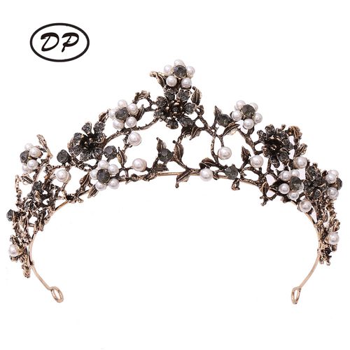 DP HG-1078 Alloy rhinestone pearl baroque crown