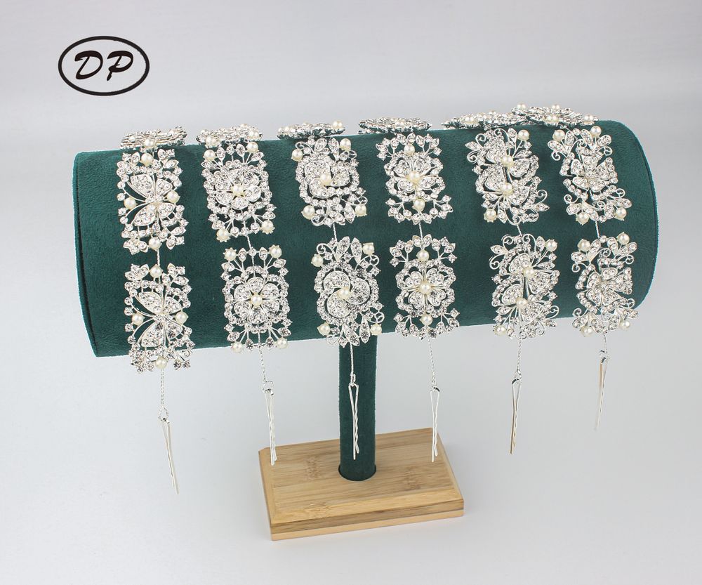 DP E-108 alliage de luxe strass perle papillon arc fleur chaîne de cheveux