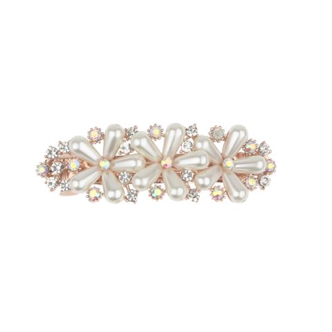 DP B-5034, venta al por mayor, horquillas de flores de venta al por mayor, horquillas para el pelo con resorte de Metal con diamantes de imitación y perlas para mujer