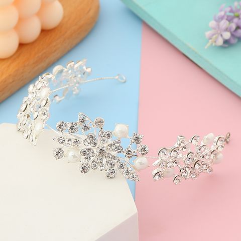 DP B-3977  Alloy rhinestone pearl butterfly flower Hair Chain