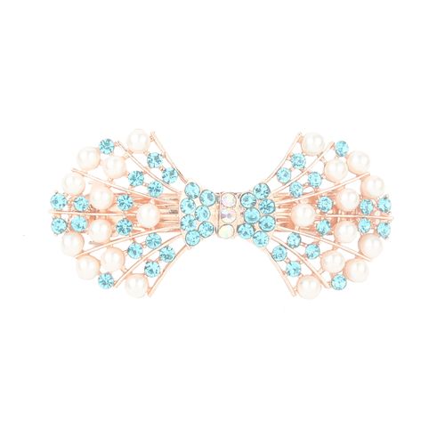 DP B-5078 Alloy colorido strass pérola laço forma geométrica grampo de cabelo