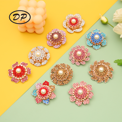 DP Y-43 Elegant  Alloy colorful rhinestone pearl Garland big flower brooch