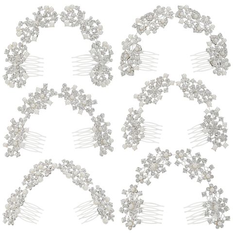 DP A-73 Alloy rhinestone pearl flower fork comb chain
