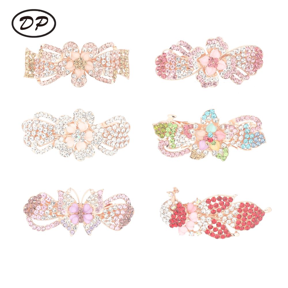 DP B-5103 Alloy colorful rhinestone butterfly peacock flower hair clip