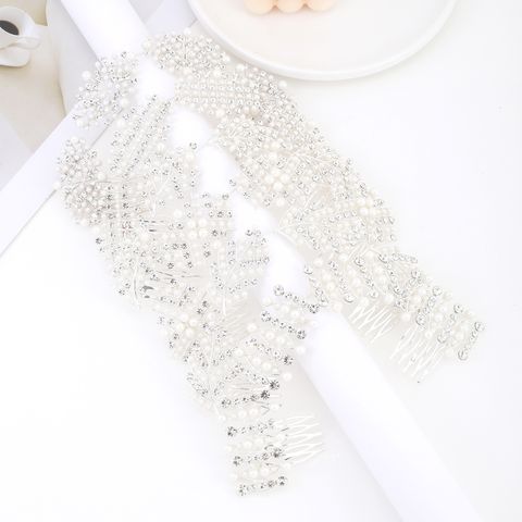 DP A-75  Alloy rhinestone pearl fork comb chain