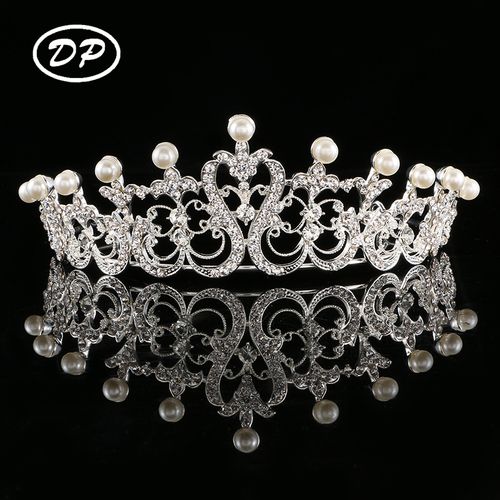 DP H-29 Alloy rhinestone pearl baroque crown