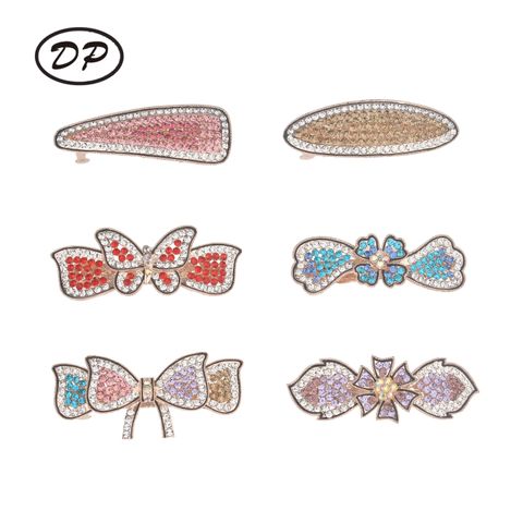 DP B-5075 Aleación colorida rhinestone mariposa arco estilo geométrico Pinzas para el cabello