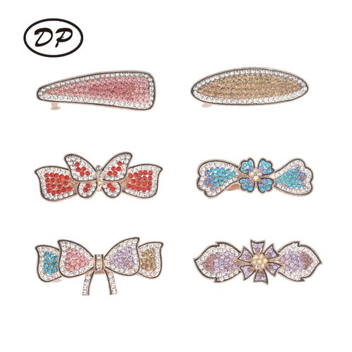 DP B-5075 Alloy colorful rhinestone butterfly bow geometric style Hair Pin Clips