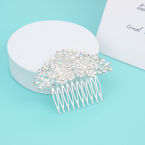 DP A-304 Elegant Alloy AB rhinestone pearl flower hairpin