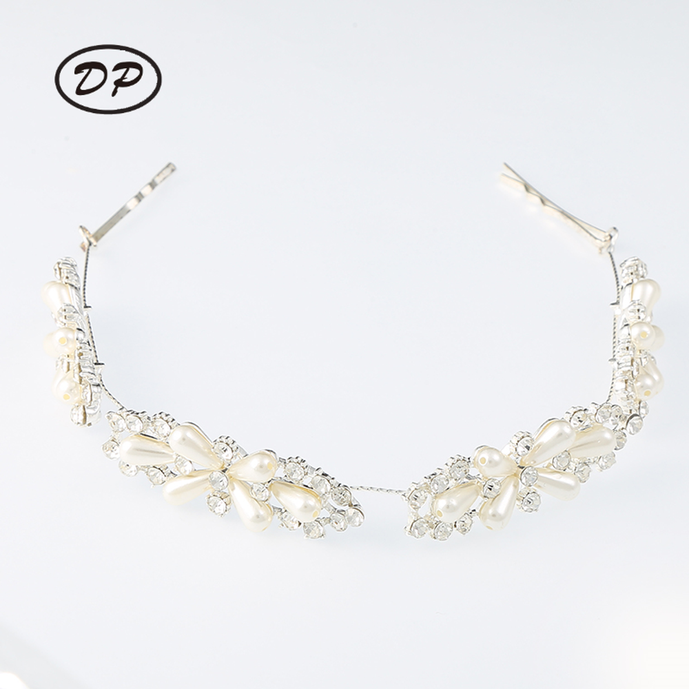 Cadena de pelo de modelado geométrico de perlas de diamantes de imitación de aleación DP E-30