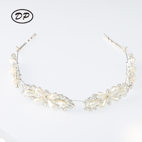 DP E-30 Alloy rhinestone pearl Geometric modeling Hair Chain