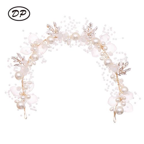 DP HG-2020 Alloy rhinestone pearl baroque crown