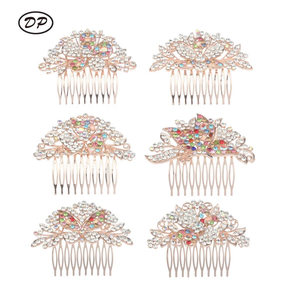 DP A-305 Alloy colorful rhinestone butterfly flower hairpin