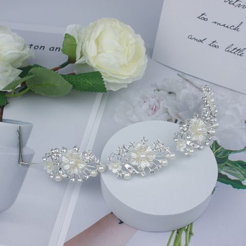New high quality princess hair chain alloy pearl rhinestone crown wedding bridal hair ornament